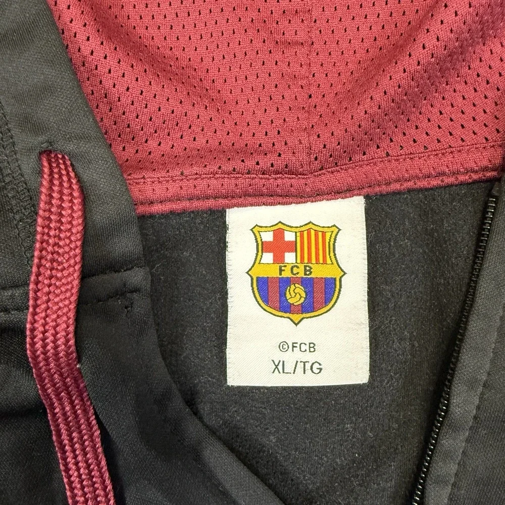 FCB Futbol Club FC Barcelona Full Zip Hoodie Sweatshirt Men's XL‎ Black Soccer